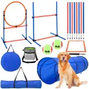 Prekážková dráha do záhrady, slalomové tyče, tunel, skok cez obruč, sada na cvičenie agility